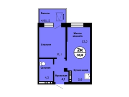 Продается 2-комнатная квартира ЖК Тихие зори, дом Стрелка, корпус 2, 37.3  м², 5706900 рублей