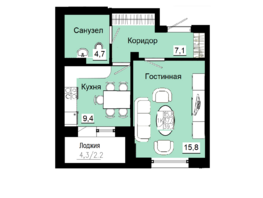 Продается 1-комнатная квартира ЖК Emotion (Эмоушн), 39.2  м², 6076000 рублей