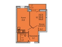 Продается 1-комнатная квартира ЖК Новые Матрешки, дом 2 б/с 5, 32.1  м², 3338400 рублей