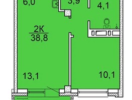 Продается 2-комнатная квартира ЖК Калинина, 175, 38.5 м², 5159000 рублей