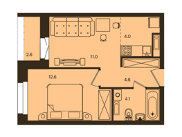 Продается 2-комнатная квартира ЖК Остров на Норильской, 3.2 корп 1, 36.3 м², 4300000 рублей