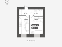 Продается 1-комнатная квартира ЖК Сити-квартал на Взлетной, дом 1, 41.46  м², 7700000 рублей