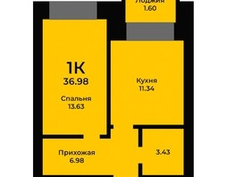 Продается 1-комнатная квартира ЖК Ривьера-Солонцы, дом 1, 36.98  м², 3869120 рублей