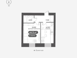 Продается 1-комнатная квартира ЖК Сити-квартал на Взлетной, дом 1, 44.71  м², 8100000 рублей