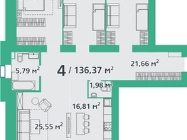 Продается 4-комнатная квартира ЖК Норма, дом 1, 136.73  м², 16407600 рублей