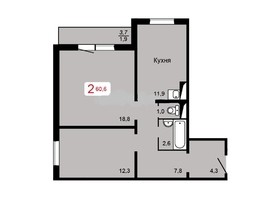 Продается 2-комнатная квартира ЖК Мичурино, дом 2 строение 3, 60.6  м², 6400000 рублей