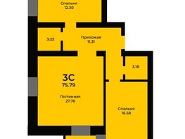 Продается 3-комнатная квартира ЖК Ривьера-Солонцы, дом 1, 75  м², 7995845 рублей