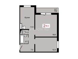 Продается 2-комнатная квартира ЖК КБС. Берег, дом 4 строение 2, 56.3  м², 7200000 рублей