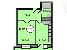 Продается 1-комнатная квартира ЖК Квадро, дом 2, 38.5  м², 5990000 рублей