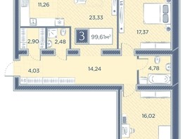 Продается 3-комнатная квартира ЖК Преображенский, дом 7, 99.61  м², 12152420 рублей