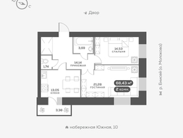 Продается 2-комнатная квартира ЖК Южный берег, дом 21, 68.5  м², 12600000 рублей