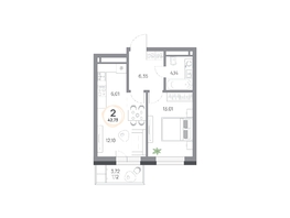 Продается 2-комнатная квартира ЖК Юдинский, дом 1.4, 42.73  м², 5054959 рублей