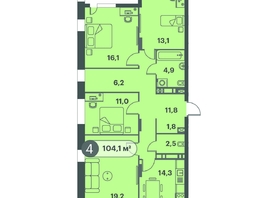 Продается 4-комнатная квартира ЖК Три Клёна, дом 1, 104.1  м², 11451000 рублей