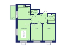 Продается 3-комнатная квартира ЖК Univers (Универс), 3 квартал, 66.5  м², 9576000 рублей