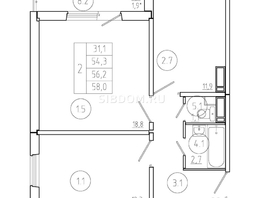 Продается 2-комнатная квартира ЖК Три слона, дом 2, 56.2  м², 6180000 рублей