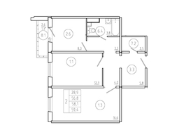 Продается 2-комнатная квартира ЖК Три слона, дом 1, 58.1  м², 6681000 рублей