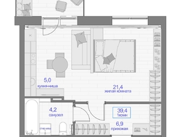 Продается 1-комнатная квартира ЖК Прогресс-квартал Перемены, дом 2, 39.4  м², 5763000 рублей