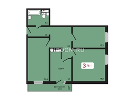Продается 3-комнатная квартира ЖК Мичурино, дом 2 строение 4, 78.3  м², 7500000 рублей