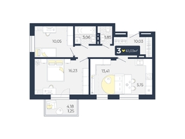 Продается 3-комнатная квартира ЖК Живём, Квартал 6.2, дом 2, 61.03 м², 6237266 рублей