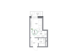 Продается 1-комнатная квартира ЖК Юдинский, дом 1.2, 27.17 м², 4170595 рублей
