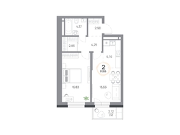 Продается 2-комнатная квартира ЖК Юдинский, дом 1.4, 51.65 м², 6378775 рублей