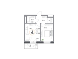 Продается 2-комнатная квартира ЖК Юдинский, дом 1.4, 41.99 м², 5336929 рублей