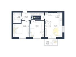 Продается 3-комнатная квартира ЖК Живём, Квартал 6.2, дом 2, 59.24 м², 6107644 рублей