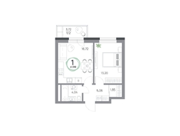 Продается 1-комнатная квартира ЖК Юдинский, дом 1.5, 41.99 м², 5139576 рублей