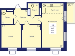Продается 3-комнатная квартира ЖК Univers (Универс), 2 квартал, 66.5 м², 9842000 рублей