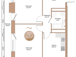 Продается 2-комнатная квартира ЖК Небо над Енисеем, корпус 4, 57.2  м², 10296000 рублей