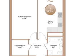 Продается 1-комнатная квартира ЖК Небо над Енисеем, 39.2  м²