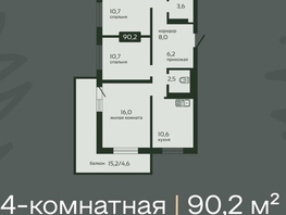 Продается 4-комнатная квартира ЖК Кедр, дом 1, 90.2 м², 9922000 рублей