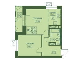 Продается 2-комнатная квартира ЖК Univers (Универс), 4 квартал, 48.32 м², 7372800 рублей