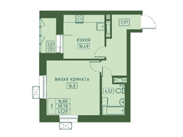 Продается 1-комнатная квартира ЖК Univers (Универс), 4 квартал, 41.29 м², 7101880 рублей