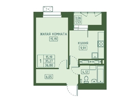 Продается 1-комнатная квартира ЖК Univers (Универс), 4 квартал, 36.8 м², 6808000 рублей