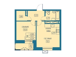 Продается 2-комнатная квартира ЖК Univers (Универс), 5 квартал, 43.26 м², 7354200 рублей