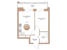 Продается 1-комнатная квартира ЖК Небо над Енисеем, 37.3  м², 6975100 рублей