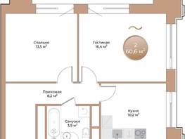 Продается 2-комнатная квартира ЖК Небо над Енисеем, 54.7 м², 11924600 рублей