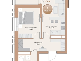 Продается 1-комнатная квартира ЖК Небо над Енисеем, 44.5 м², 7031000 рублей