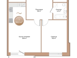 Продается 1-комнатная квартира ЖК Небо над Енисеем, 56.5  м&sup2;, 11074000 рублей