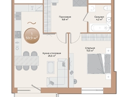 Продается 1-комнатная квартира ЖК Небо над Енисеем, 56.5 м², 12599500 рублей