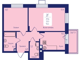 Продается 2-комнатная квартира ЖК Univers (Универс), 2 квартал, 54.4 м², 8200000 рублей