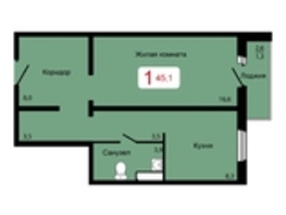 Продается 1-комнатная квартира ЖК Мичурино, дом 2 строение 6, 45.1 м², 4750000 рублей