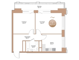 Продается 2-комнатная квартира ЖК Небо над Енисеем, 54.7 м², 8423800 рублей