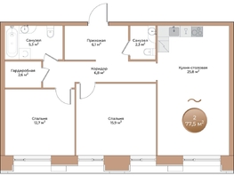 Продается 2-комнатная квартира ЖК Небо над Енисеем, 77.5 м², 14337500 рублей
