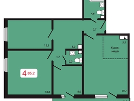 Продается 4-комнатная квартира ЖК КБС. Берег, дом 5 строение 1, 85.2  м², 10403600 рублей