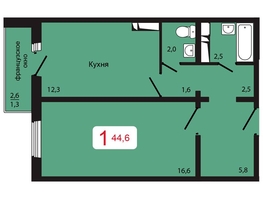 Продается 1-комнатная квартира ЖК КБС. Берег, дом 5 строение 1, 44.6 м², 6300000 рублей