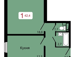 Продается 1-комнатная квартира ЖК КБС. Классика, дом 1, 42.4  м², 5850000 рублей
