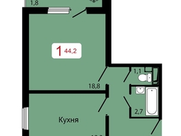 Продается 1-комнатная квартира ЖК КБС. Классика, дом 2, 44.2  м², 6050000 рублей
