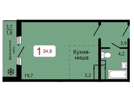 Продается 1-комнатная квартира ЖК КБС. Классика, дом 2, 34.8 м², 5196000 рублей
